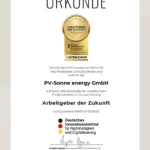 Urkunde von dem Deutschen Institut für Nachhaltigkeit und Digitalisierung